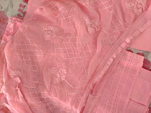 Pink Floral Kurta Suit Material