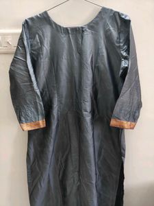 Stylish Grey Kurta with Gold Trim