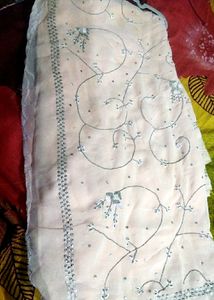 Party Wear, Class Look Peach Colour Saree With Pearl And Sequence Work