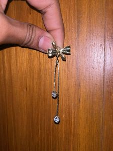 Dangle Bow Earrings with Beads