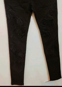 Black⚫ Partywear Designer Denim Jeans 26 Waist