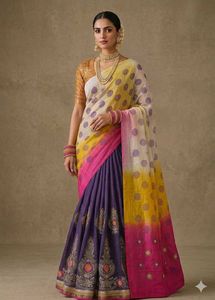 Vibrant Pink Polka Dot Saree with Embroidery