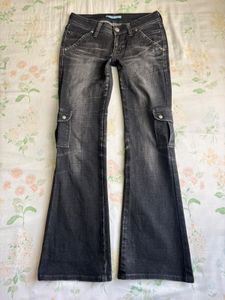 Women's Dark Wash Cargo Flare Jeans