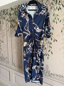 Nautical Print Midi Dress