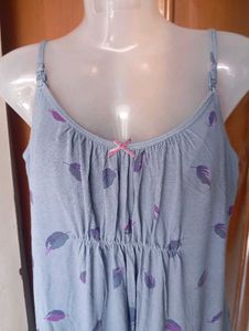 Blue Leaf Print Nightgown