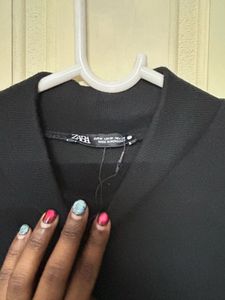 Zara Black Dress with Unique Texture