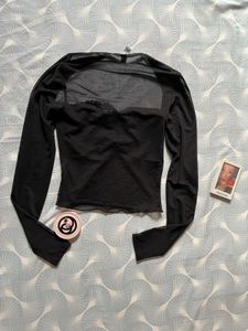 Sheer Black Mesh Long Sleeve Top