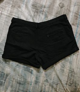 Black Stretchable Cotton Shorts