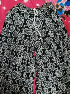 Black and White Floral Print Skirt