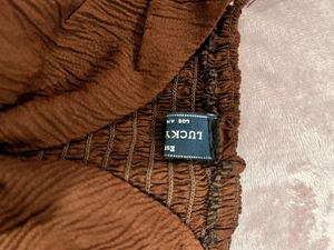 Brown Puff Sleeve Crop Top