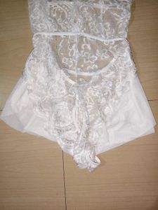 Elegant White Lace Teddy