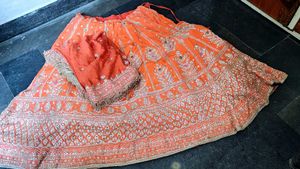 Ornate Orange dabka Lehenga