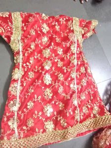 Red Embroidered kids khada dupatta