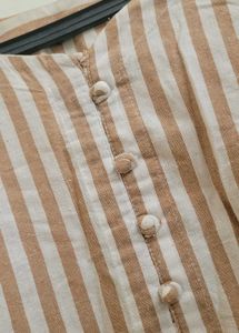 Striped Sleeveless Button-Up Top