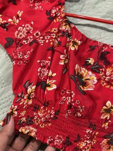 Red Floral Off-Shoulder Top
