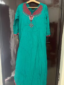 Embroidered Teal Kurta