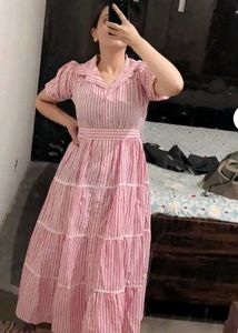 Chic Pink Striped Maxi Dress