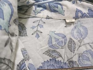 Blue Floral Print Button-Up Shirt