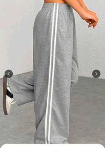 Grey Wide Leg Track Pants