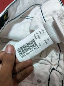 Smog White Jeans with Contrast Stitching