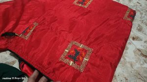 Red Silk Saree with Embellishments