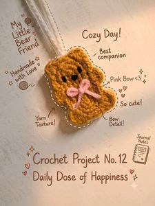 Handmade Crochet Bear Keychain Charm