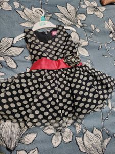 Cute Polka Dot Dress with Red Sash