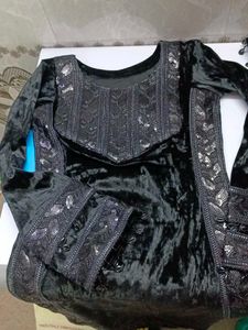 Elegant Black Velvet Salwar Kameez