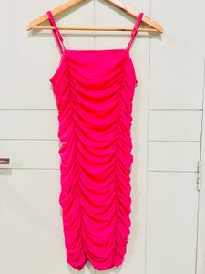 Hot Pink Ruched Mini Dress
