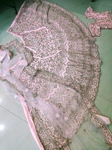 dabka work pastal pink  Lehenga Choli