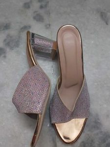 New Sparkly Rose Gold Block Heels UNUSED