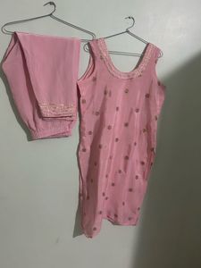 Pink Embroidered Kurta