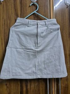 Casual Beige A-Line Mini Skirt