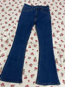 Flared Blue Denim Jeans