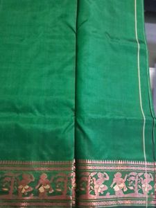 Green Silk Saree with Intricate Motifs
