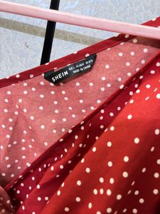 Red Polka Dot Ruffle Wrap Top