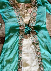 new Elegant Teal Embroidered Three piece set