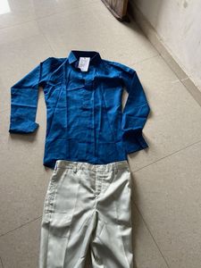 Men's Teal Kurta with Cream Pants