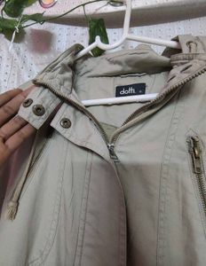 Khaki Drawstring Waist Anorak Jacket