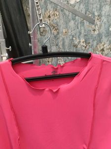 Pink Ruffle Trim Top