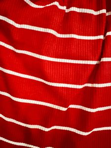 ❤️ Red &amp; White Striped Ribbed Off-Shoulder Top ❤️