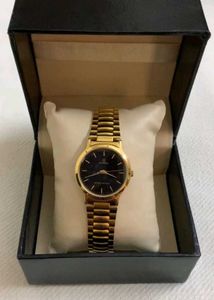 Maxima Gold Watch with Black Dial (Unisex)