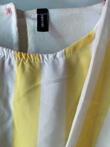 Chic Yellow &amp; White Striped Wrap Top