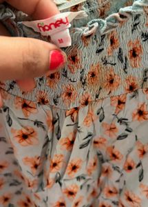 Cute Floral Off-Shoulder Smocked Top