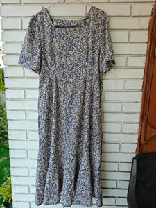 Blue Floral Midi Dress