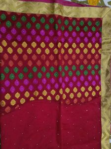New Red Designer Saree (Without Blouse)
