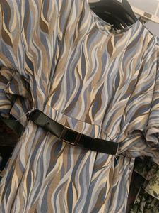Stylish Printed Dress with Belt