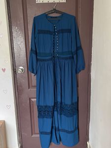 Elegant blue Ethnic Gown with Lace