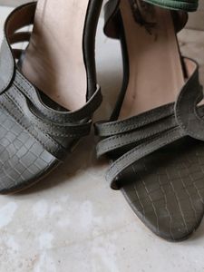 Olive Green Heeled Sandals