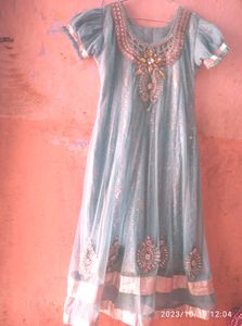 Net Anarkali Gown With Diamond Work
